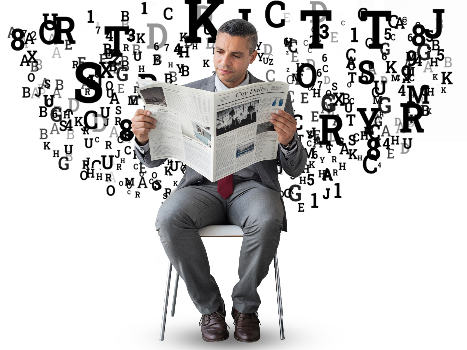 Man Reading Newspaper On Chair